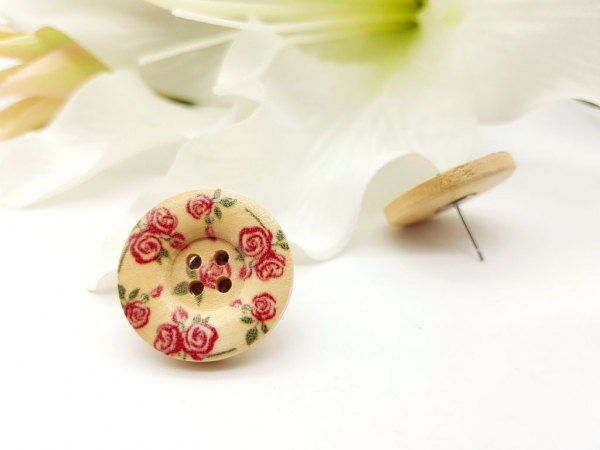 Blumen Knopf Ohrstecker Holz Button flower